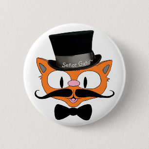 Señor Gato™ Moustache Topphatt och Fläsktatu Katt Knapp