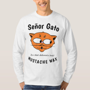 Señor Gato™ Mustache vax Funny Tecknad Cat T-sk T Shirt