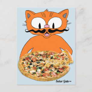 "Señor Gato Pizza" Rolig Deluxe Pizza Söt Katt Vykort