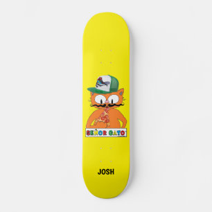 Senor Gato Tecknad Katt m/ Truckercharm Mötesplats Mini Skateboard Bräda 18,5 Cm