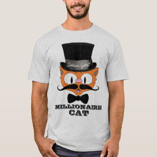 Señor Gato Tecknad Millionaire Mustache Cat Bowti T Shirt