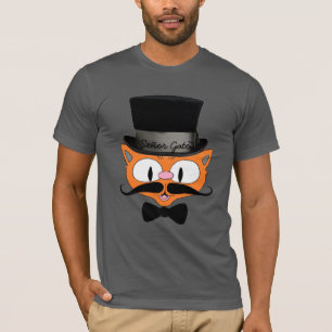 Señor Gato™ Tecknad Mustache Cat med Top hat T Shirt