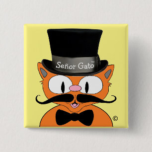 Señor Gato™ Tecknad Mustasch Katt Knapp