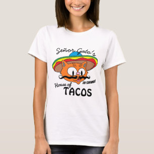Señor Gatos House of Tacos Mexikanska Tecknaden C T Shirt