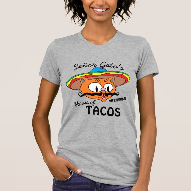 Señor Gatos House of Tacos Mexikanska Tecknaden Ca T Shirt (Framsida)