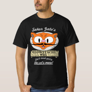 Señor Gatos MEOWSTACHE VAX Handlebar Mustache Cat T Shirt