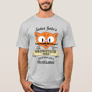 Señor Gatos MEOWSTACHE VAX Handlebar Mustache Pun T Shirt