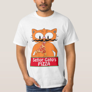 Señor Gatos Pizza Handlebar Mustache Cat T Shirt