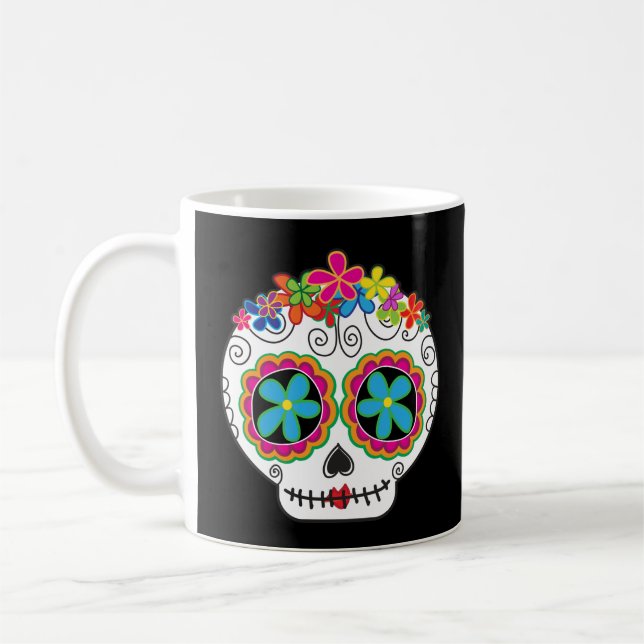 Señorita Calavera Day of the dead Sugar Skull Kaffemugg (Vänster)