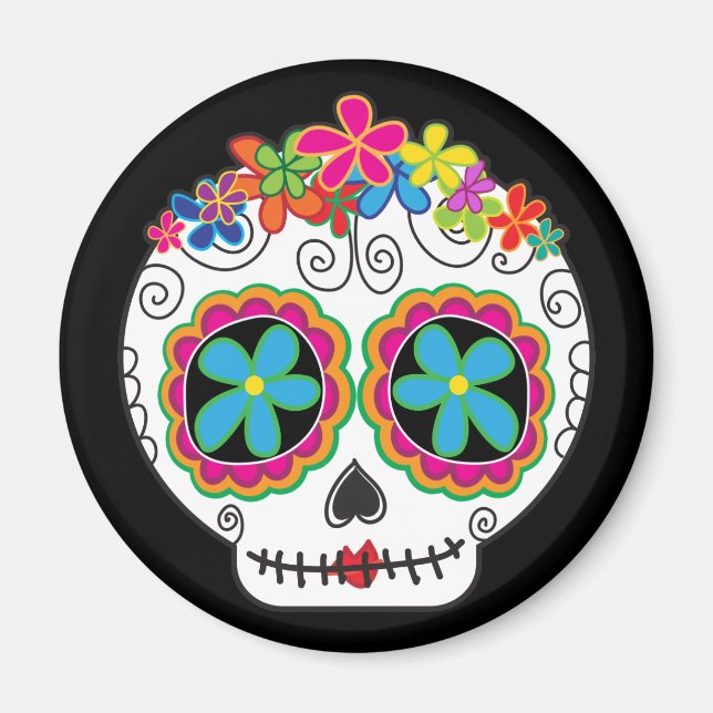 Señorita Calavera Day of the dead Sugar Skull Magnet (Framsidan)