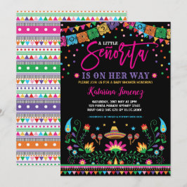 Senorita Fiesta Baby Shower Mexican Blommigt Inbjudningar