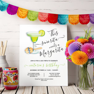 Señorita Margarita Mexican Fiesta Birthday Inbjudningar