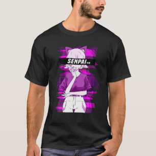 Senpai Anime Girl Vaporwave Manga Waifu meddelar m T Shirt