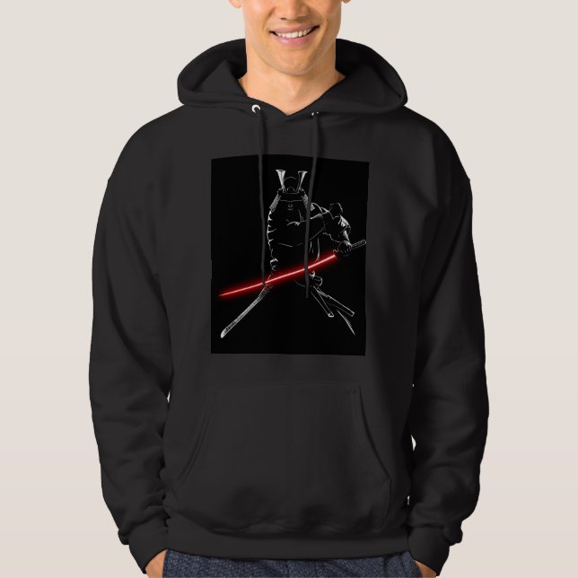 SenpaiXEL Månljus Samuraj Siluett Hoodie (Framsida)