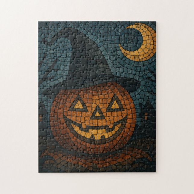 Sensational Mosaic Pumpkin Halloween Pussel (Vertikal)