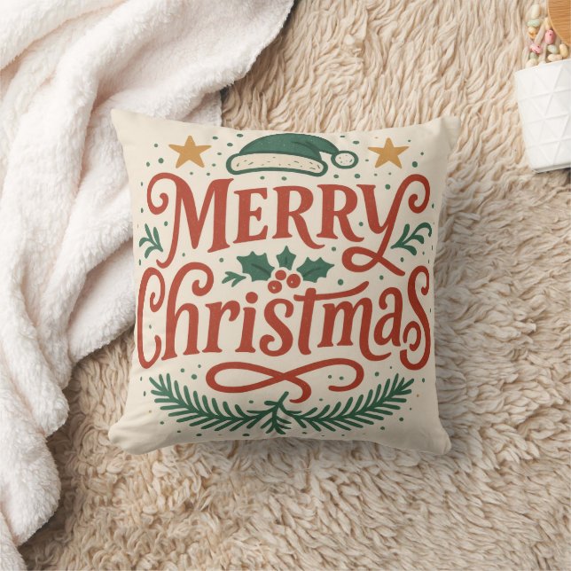 Sensationell Merry Christmas-typografi Kudde (Filt)