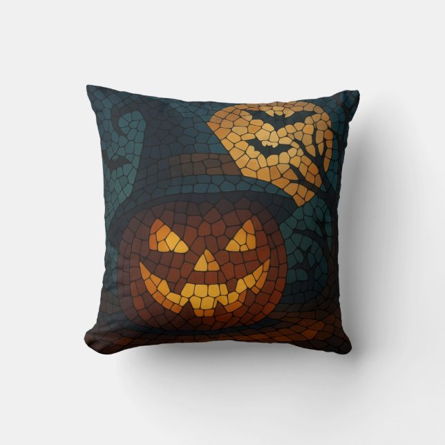 Sensationell Mosaikpumpa Halloween Kudde (Framsida)