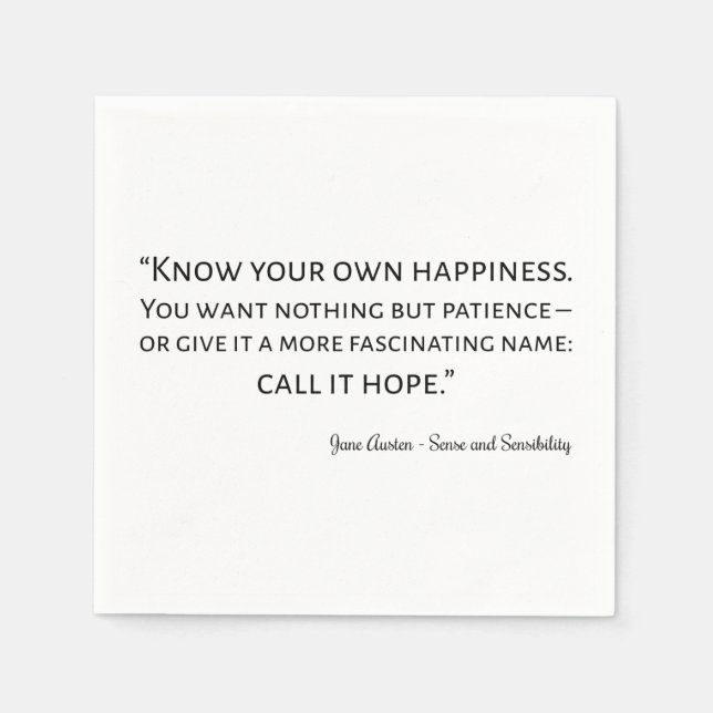 Sense And Sensibility Quote I Pappersservett (Framsidan)