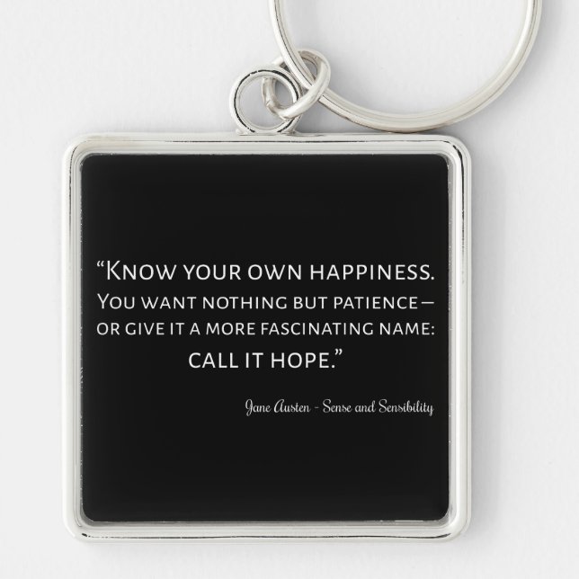 Sense- och känslighetsoffert I Fyrkantig Silverfärgad Nyckelring (Framsidan)