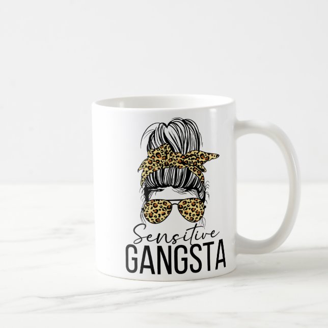 Sensitive Gangsta Gangster Funny Meme Saying Quote Kaffemugg (Höger)