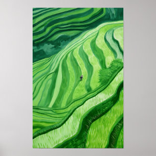 Sensning av Ris Terraces Painting Poster