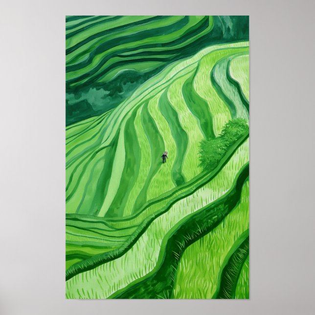 Sensning av Ris Terraces Painting Poster (Framsidan)