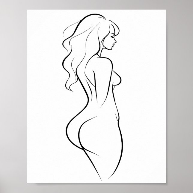 Sensual Woman Body Line Art Minimalist Sketch Poster (Framsidan)