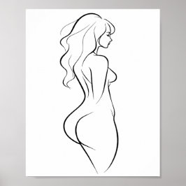 Sensuell kvinnlig kroppslinjekonst minimalist skis poster