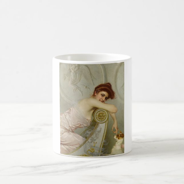 Sensuell Young Beauty Stroking Hennes mariony Hund Kaffemugg (Center)