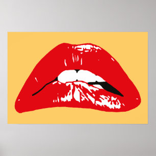 Sensuella läppar bitande retroaffisch poster