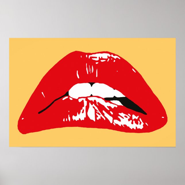 Sensuella läppar bitande retroaffisch poster (Framsidan)