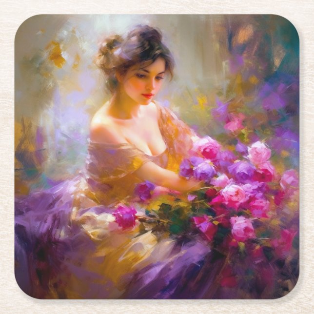 Sensuella Porträtt Underlägg Papper Kvadrat (Framsidan)