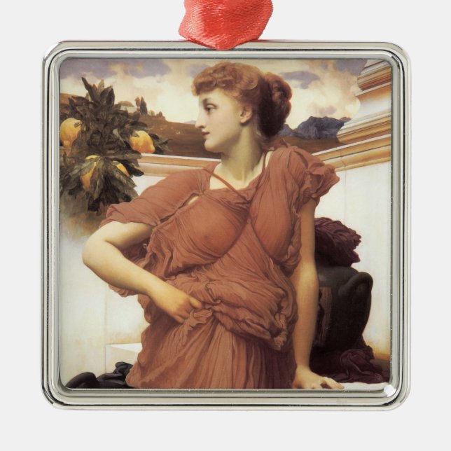 Sensuellt vackra kvinnan vid Fontän Julgransprydnad Metall (Framsidan)