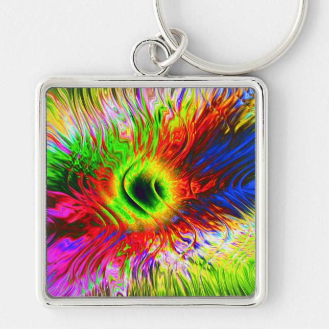 Sensuous 11 Keychain Fyrkantig Silverfärgad Nyckelring (Framsidan)