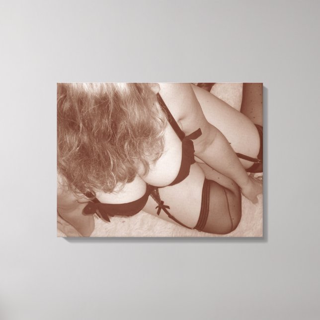 Sensuous Woman in lingerie, mogen naturskönhet Canvastryck (Framsida)