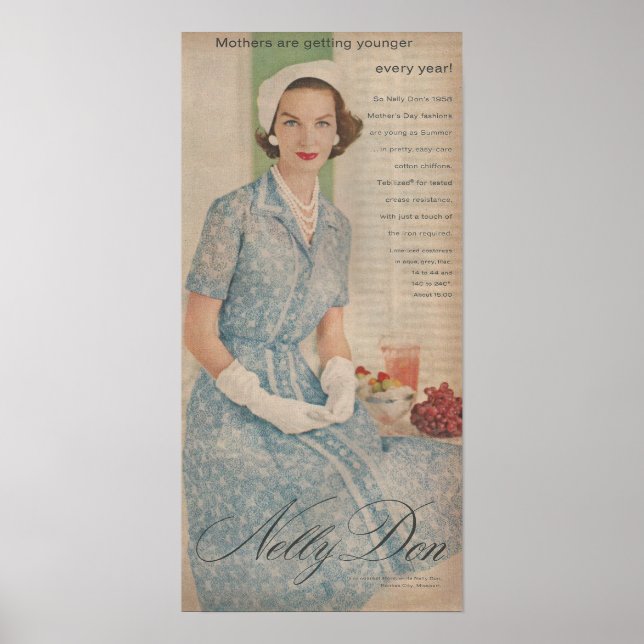 Sent 1950-tal Nelly Don Mode Ad Poster (Framsidan)