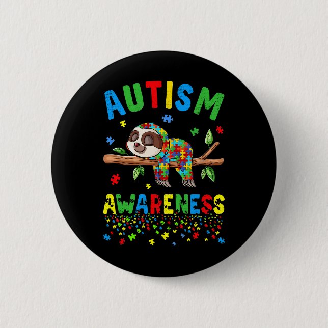 Sent Älskare Autism Awareness Puzzle Biet Autistic Knapp (Framsida)
