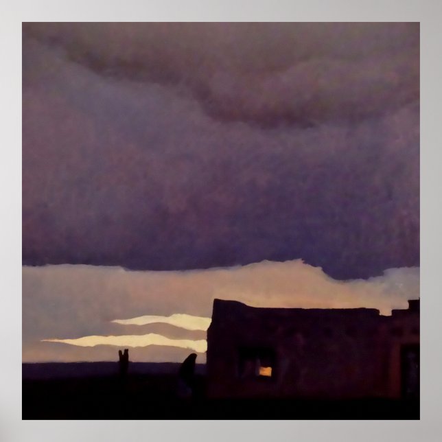 "Sent eftermiddag" Western konst av Maynard Dixon Poster (Framsidan)