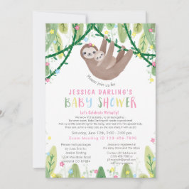 Sent Flicka Virtuell Shower Jungle Theme Inbjudningar