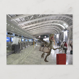 Sent för Flygplan Dinosaur Raptor Funny Vykort