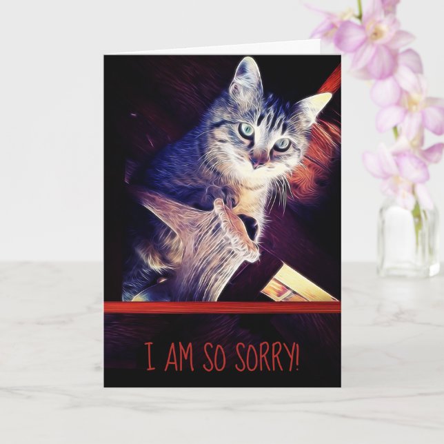 Sent Förlåt Söt Tabby Kattunge Ersättningsbar Foto Kort (Orkide)