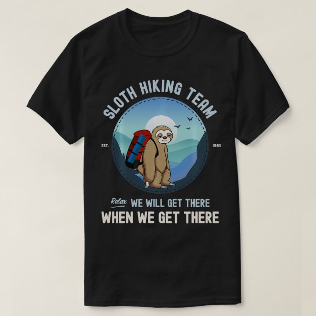 Sent Hiking Sloth Hiking Team T Shirt (Design framsida)