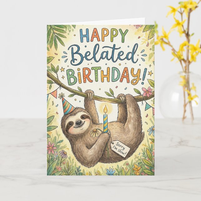 Sent Hjärtdagsfirande Roligt Sent Lento Kort (Gul blomma)