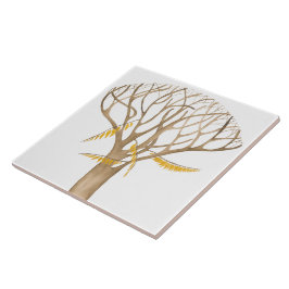 Sent höst på en keramisk platta (W) Kakelplatta