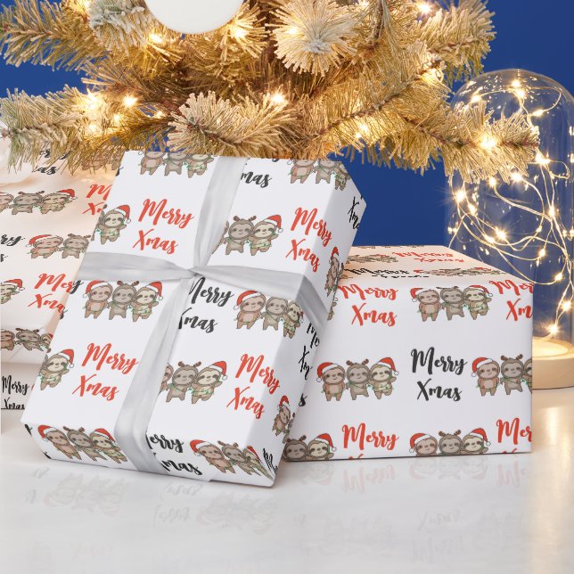 Sent jul - djur Cute Sloth Wrapp Presentpapper (Helgdagar)