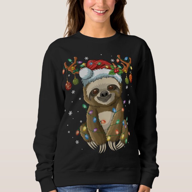 Sent jul Reindeer Ljus Santa Hat Pajama X T Shirt (Framsida)