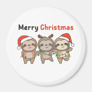 Sent julklapp Sloths God jul Magnet