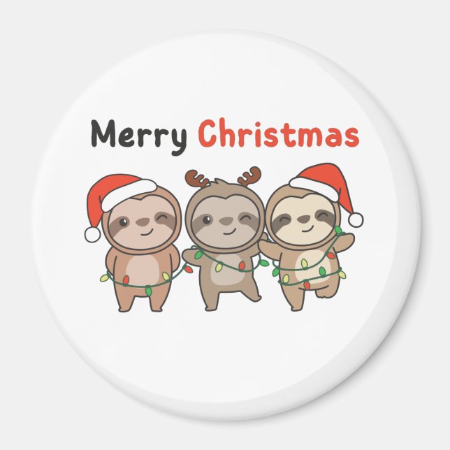 Sent julklapp Sloths God jul Magnet (Framsidan)