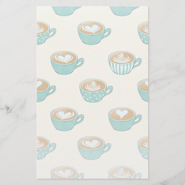 Sent konst i Cute Blue Kaffe koppar Brevpapper (Framsida)