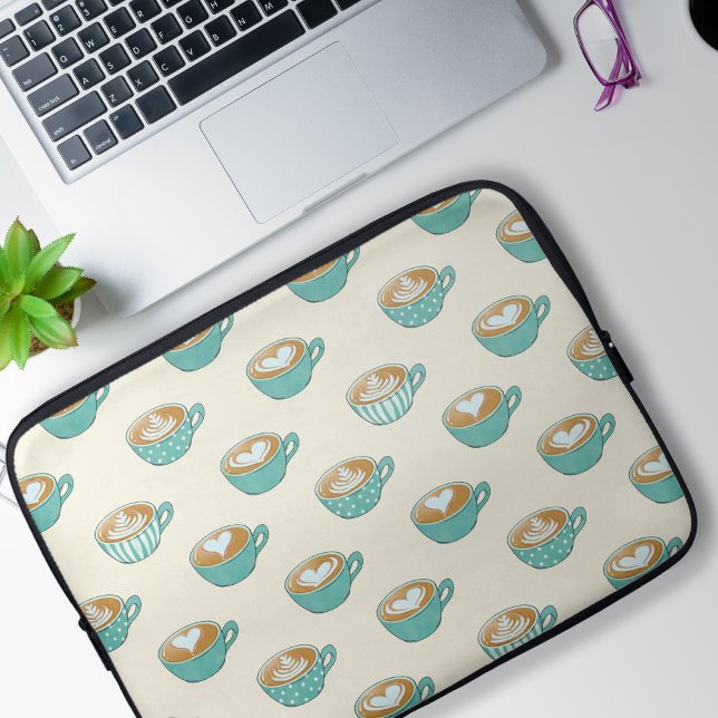 Sent konst i Cute Blue Kaffe koppar Laptop Fodral (Skapare uppladdad)